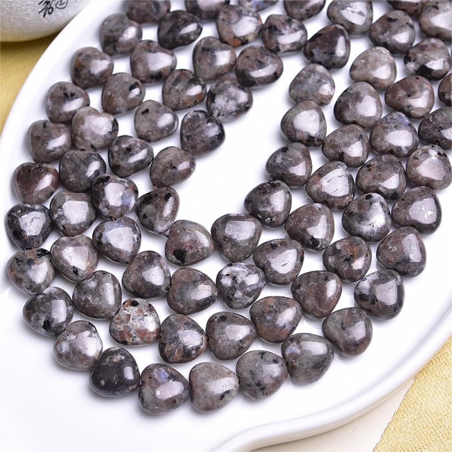 Natural Yooperlite Heart Beads Strands Loose Beads Jewelry DIY Bracelets