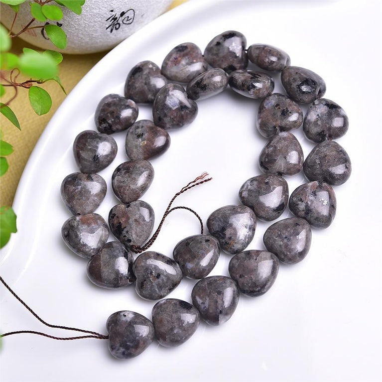 Natural Yooperlite Heart Beads Strands Loose Beads Jewelry DIY Bracelets