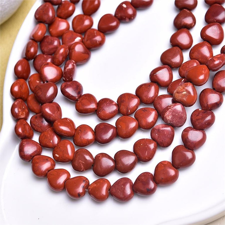 Natural Red Jasper Heart Beads Strands Loose Beads Jewelry DIY Bracelets