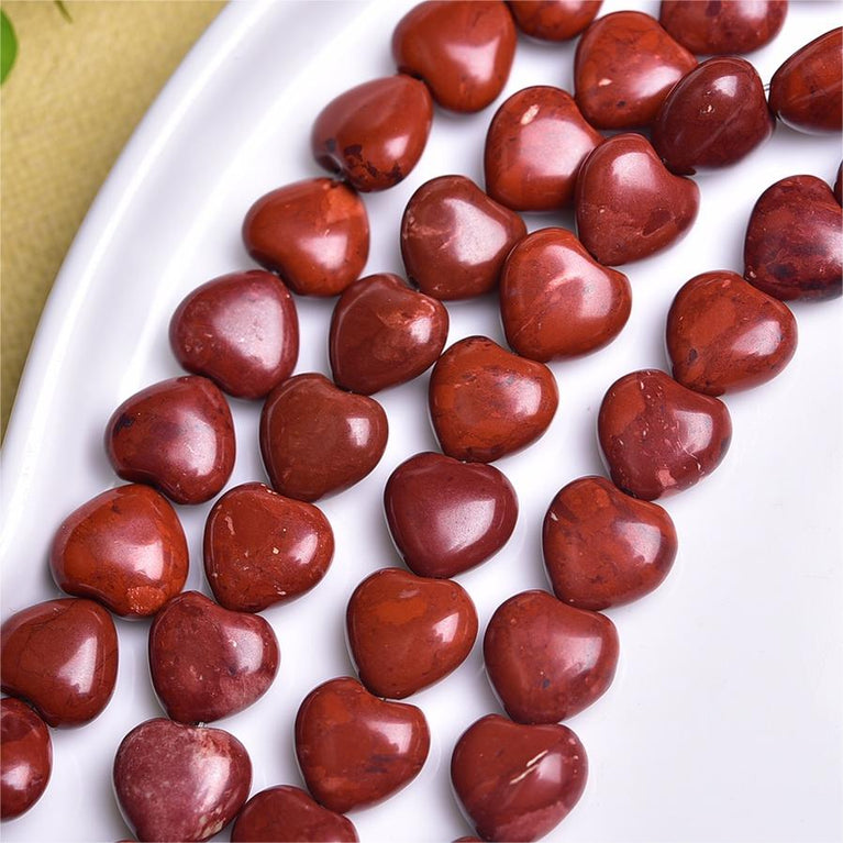 Natural Red Jasper Heart Beads Strands Loose Beads Jewelry DIY Bracelets