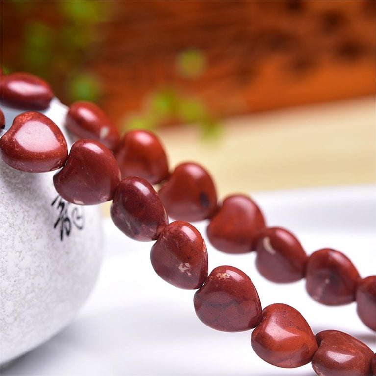 Natural Red Jasper Heart Beads Strands Loose Beads Jewelry DIY Bracelets