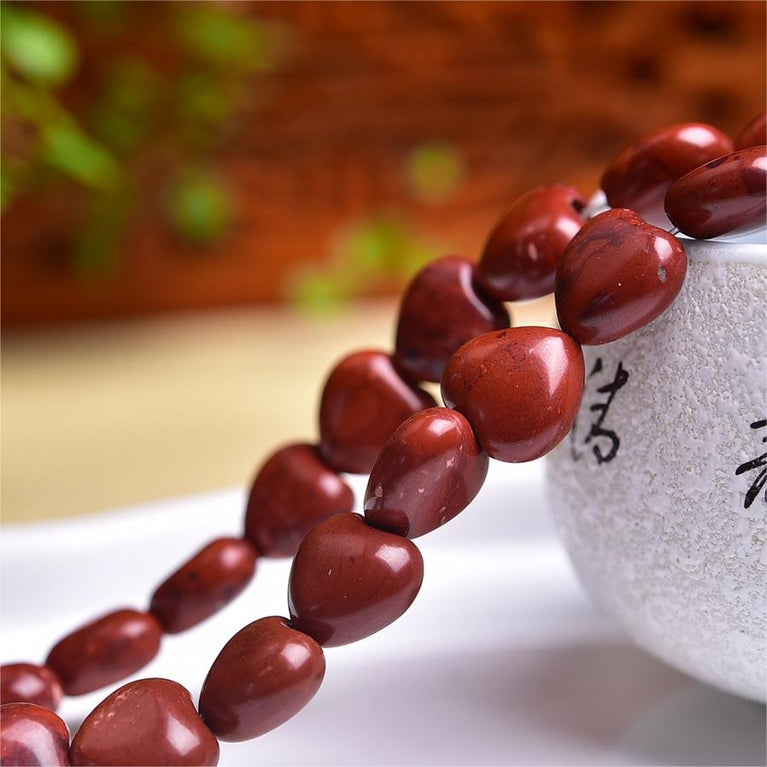 Natural Red Jasper Heart Beads Strands Loose Beads Jewelry DIY Bracelets