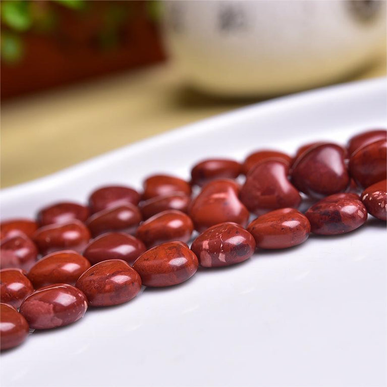 Natural Red Jasper Heart Beads Strands Loose Beads Jewelry DIY Bracelets