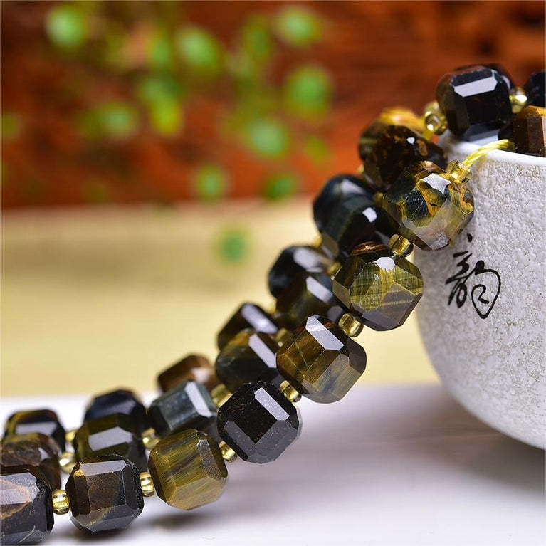 Natural Blue Tiger Eye Cube Beads Strands Loose Beads Jewelry DIY Bracelets