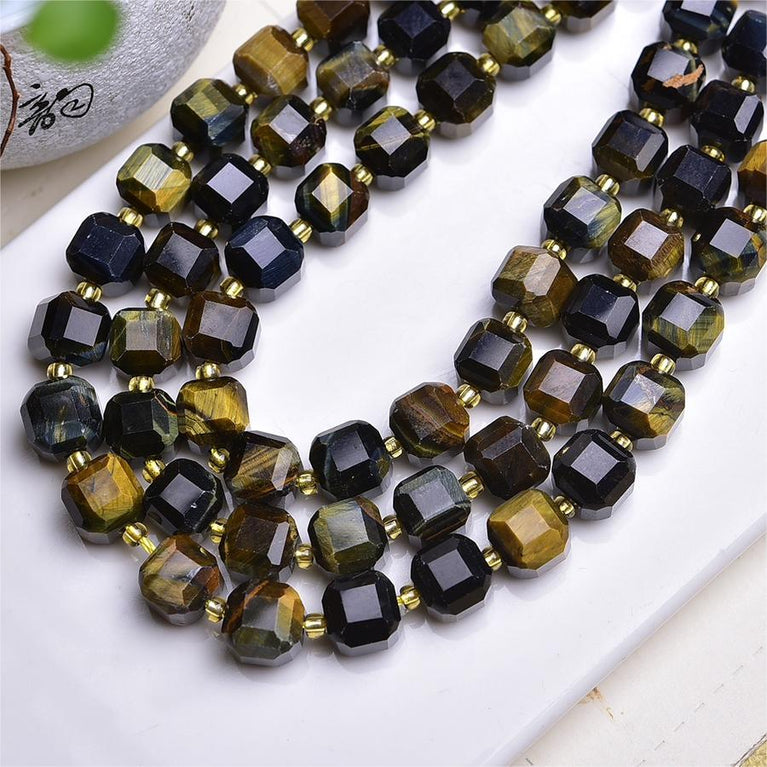 Natural Blue Tiger Eye Cube Beads Strands Loose Beads Jewelry DIY Bracelets