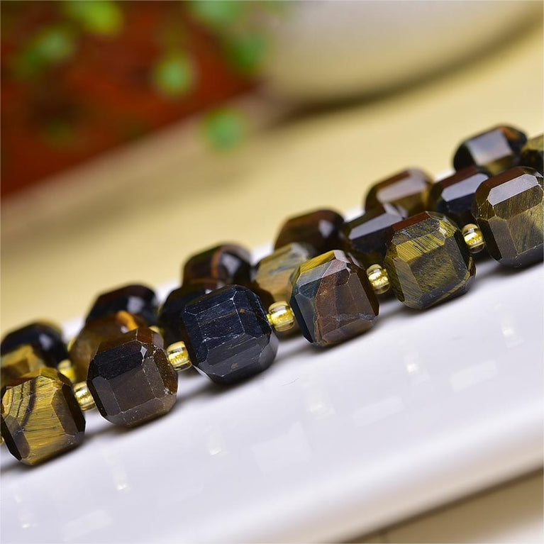 Natural Blue Tiger Eye Cube Beads Strands Loose Beads Jewelry DIY Bracelets