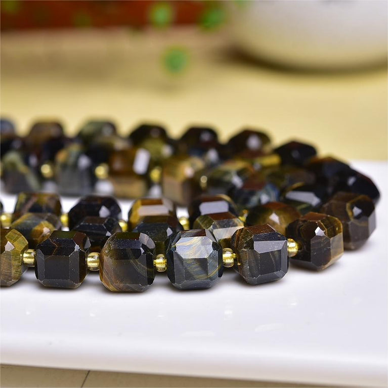 Natural Blue Tiger Eye Cube Beads Strands Loose Beads Jewelry DIY Bracelets