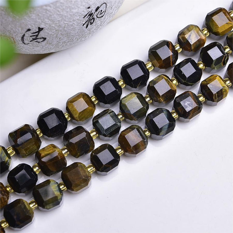 Natural Blue Tiger Eye Cube Beads Strands Loose Beads Jewelry DIY Bracelets