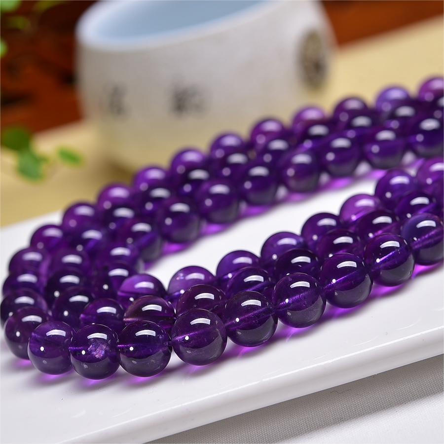 Natural Dark Amethyst Round Beads Strands Loose Beads Jewelry DIY Bracelets
