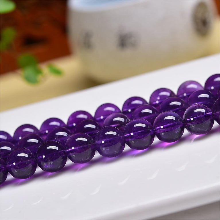 Natural Amethyst Round Beads Strands Loose Beads Jewelry DIY Bracelets