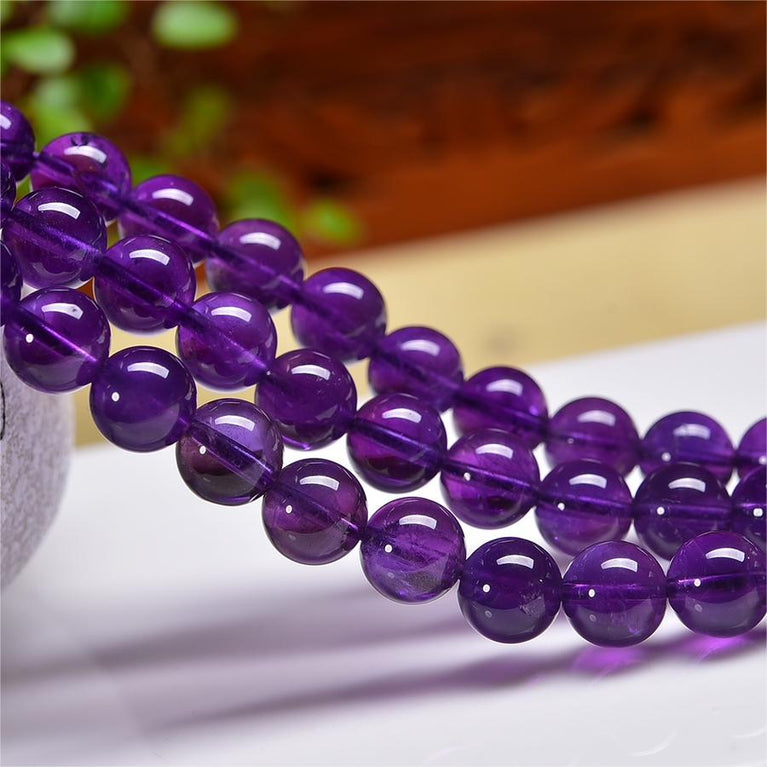 Natural Amethyst Round Beads Strands Loose Beads Jewelry DIY Bracelets