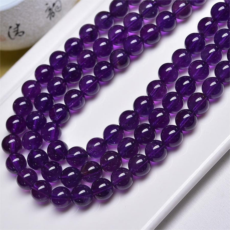 Natural Amethyst Round Beads Strands Loose Beads Jewelry DIY Bracelets