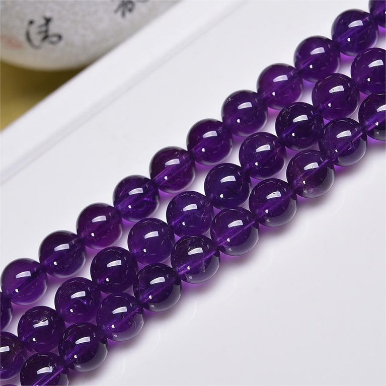 Natural Amethyst Round Beads Strands Loose Beads Jewelry DIY Bracelets