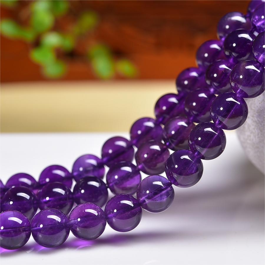 Natural Dark Amethyst Round Beads Strands Loose Beads Jewelry DIY Bracelets
