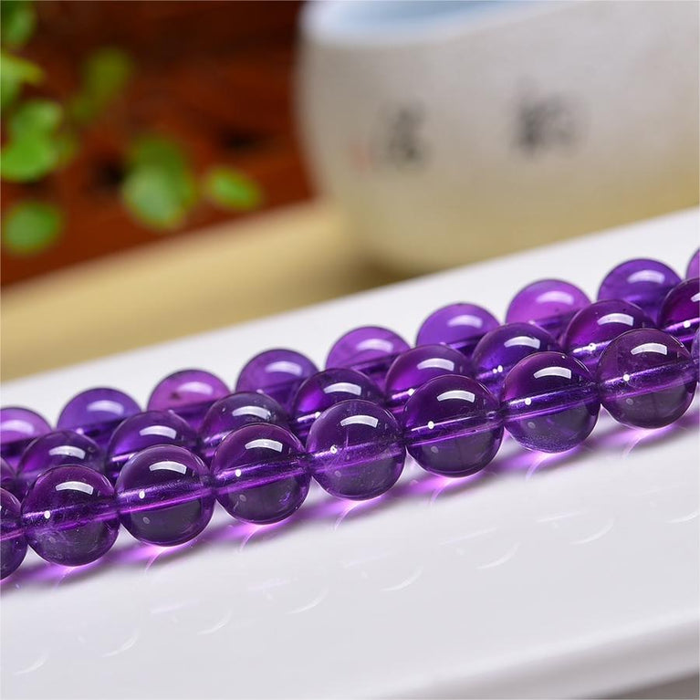 Natural Amethyst Round Beads Strands Loose Beads Jewelry DIY Bracelets