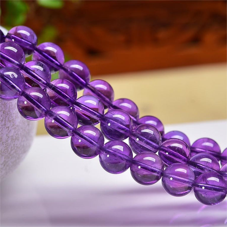 Natural Amethyst Round Beads Strands Loose Beads Jewelry DIY Bracelets