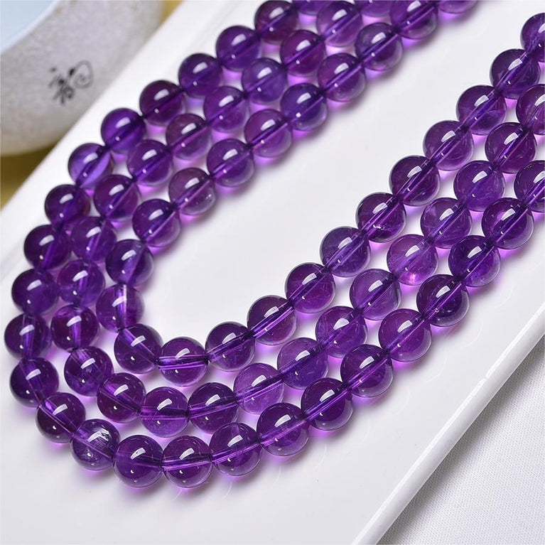 Natural Amethyst Round Beads Strands Loose Beads Jewelry DIY Bracelets