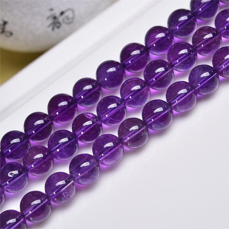 Natural Amethyst Round Beads Strands Loose Beads Jewelry DIY Bracelets