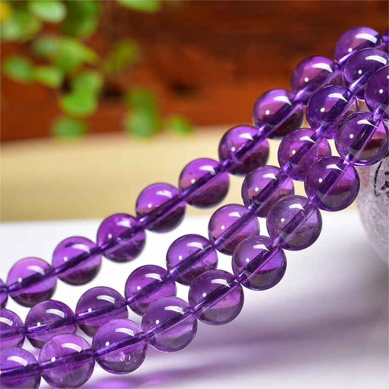 Natural Amethyst Round Beads Strands Loose Beads Jewelry DIY Bracelets