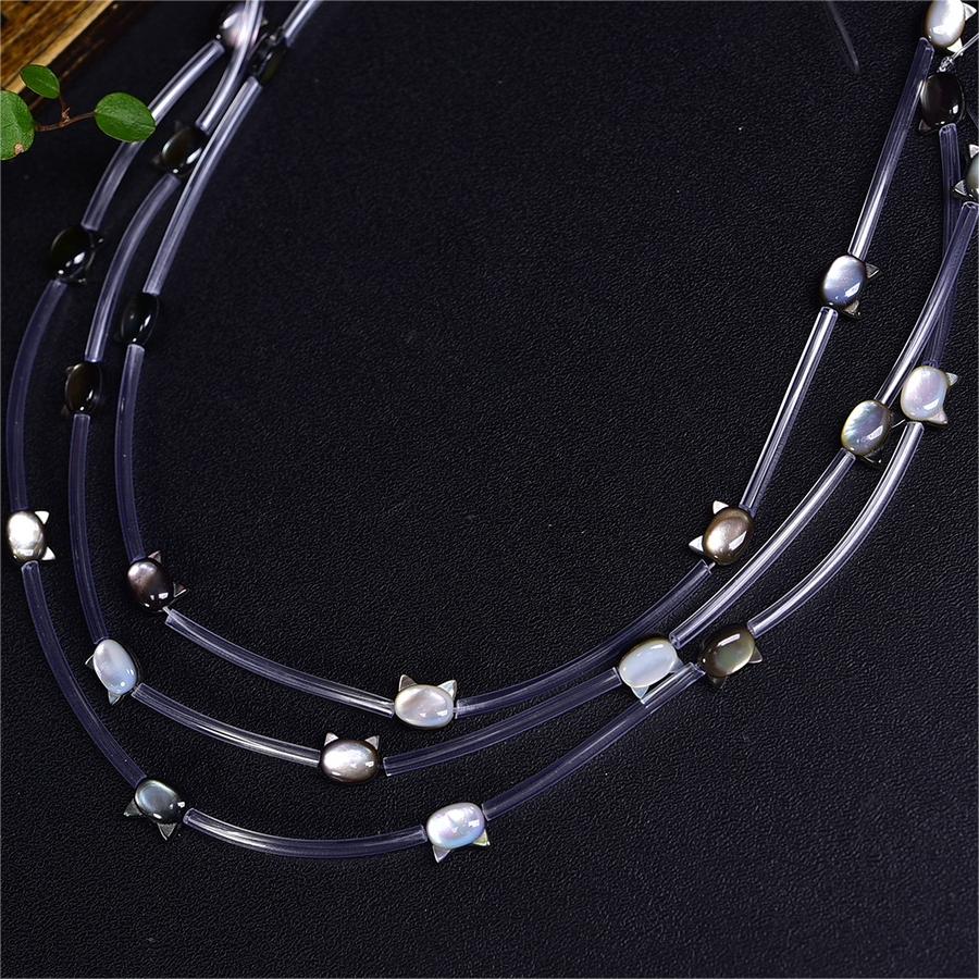 Natural Black Shell Cat Head Beads Strands Loose Beads Jewelry DIY Bracelets