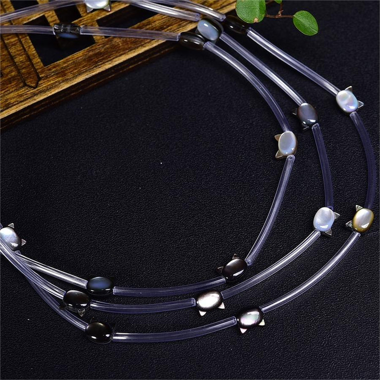 Natural Black Shell Cat Head Beads Strands Loose Beads Jewelry DIY Bracelets