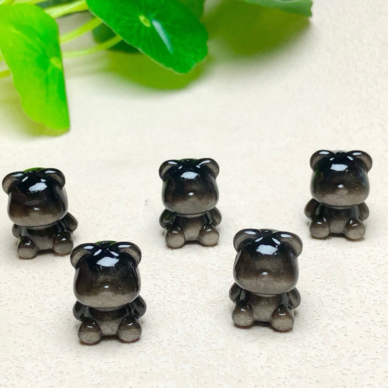 Natural Silver Sheen Obsidian Gummy Bear Jewelry Charms Beads Pendants