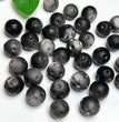 Natural Silver Sheen Obsidian Moon Sphere Jewelry Charms Beads Pendants