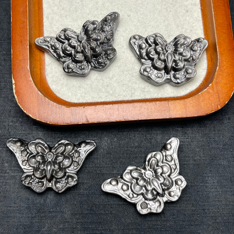 Natural Silver Sheen Obsidian Butterfly Jewelry Charms Beads Pendants