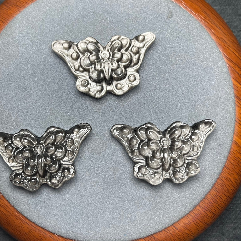 Natural Silver Sheen Obsidian Butterfly Jewelry Charms Beads Pendants