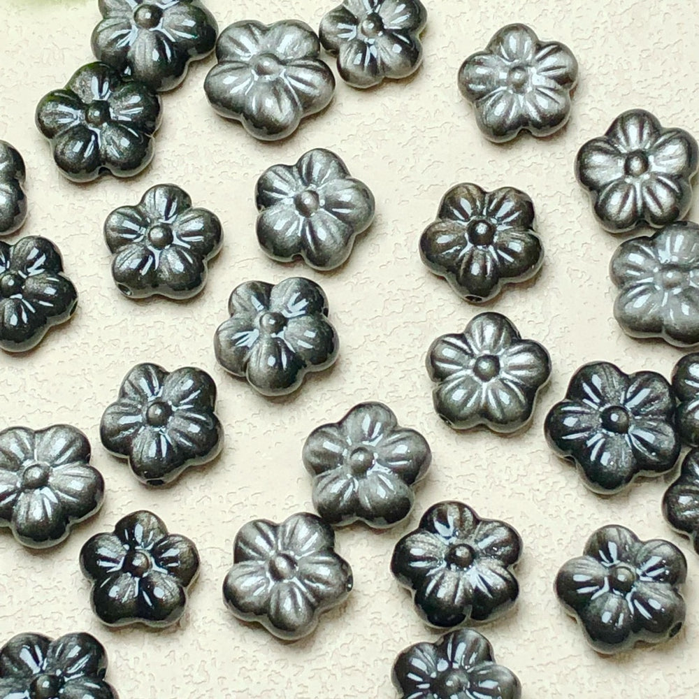 Natural Silver Sheen Obsidian Flower Jewelry Charms Beads Pendants