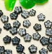 Natural Silver Sheen Obsidian Flower Jewelry Charms Beads Pendants