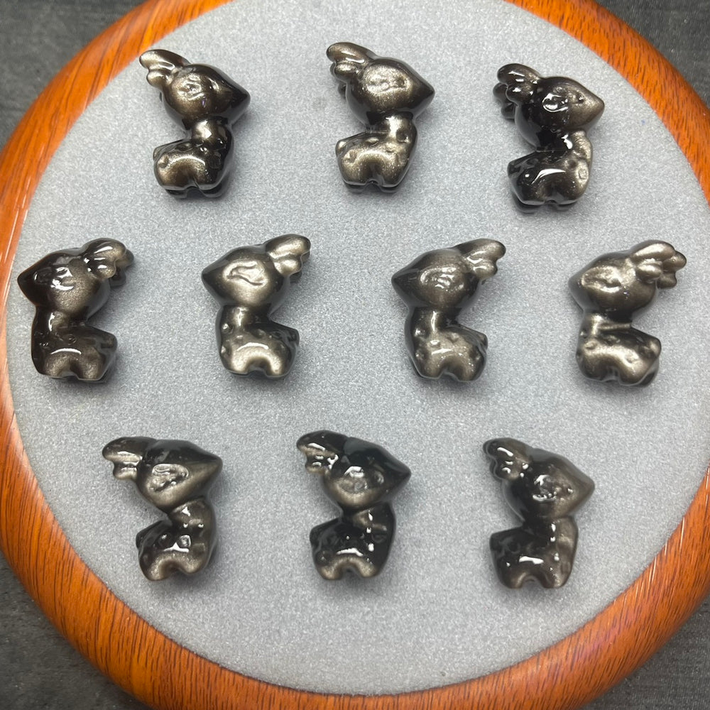 Natural Silver Sheen Obsidian Deer Jewelry Charms Beads Pendants