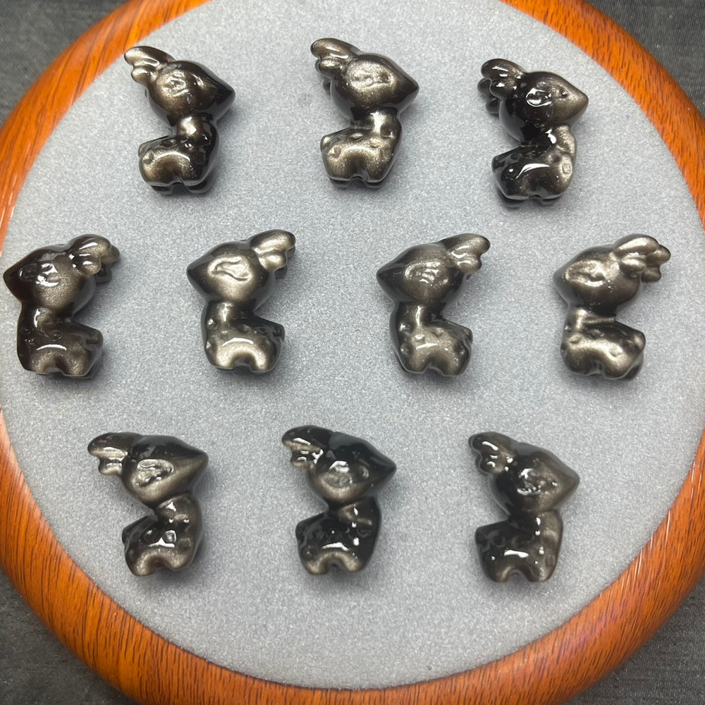 Natural Silver Sheen Obsidian Deer Jewelry Charms Beads Pendants