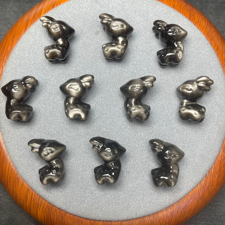 Natural Silver Sheen Obsidian Deer Jewelry Charms Beads Pendants