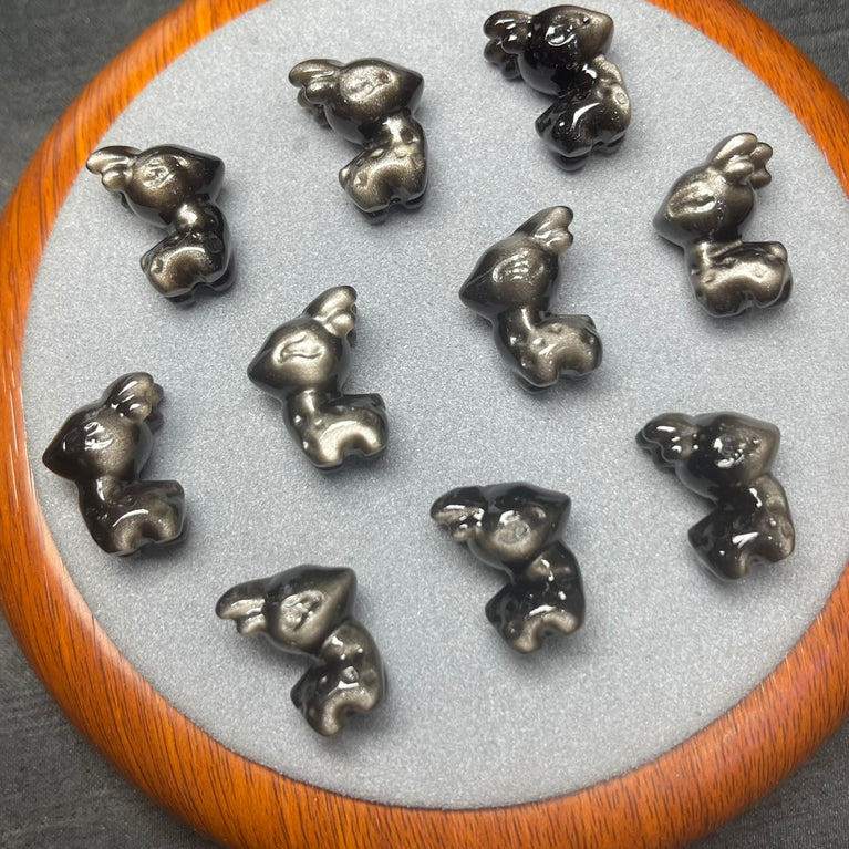 Natural Silver Sheen Obsidian Deer Jewelry Charms Beads Pendants