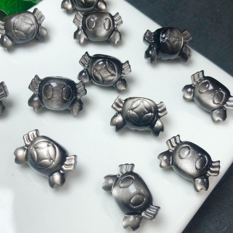 Natural Silver Sheen Obsidian Crab Jewelry Charms Beads Pendants