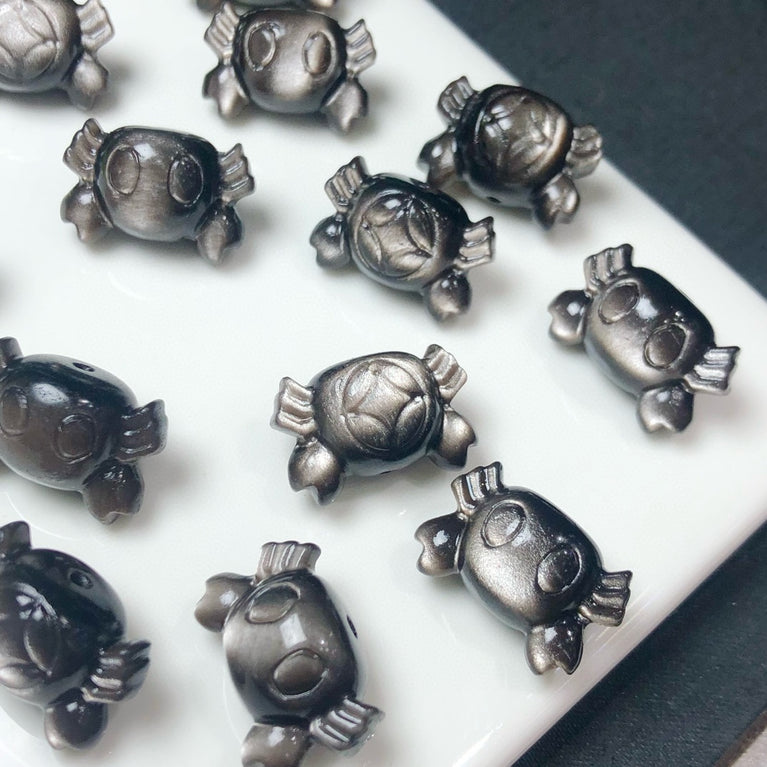 Natural Silver Sheen Obsidian Crab Jewelry Charms Beads Pendants