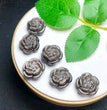 Natural Silver Sheen Obsidian Peony Flower Jewelry Charms Beads Pendants