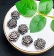 Natural Silver Sheen Obsidian Peony Flower Jewelry Charms Beads Pendants