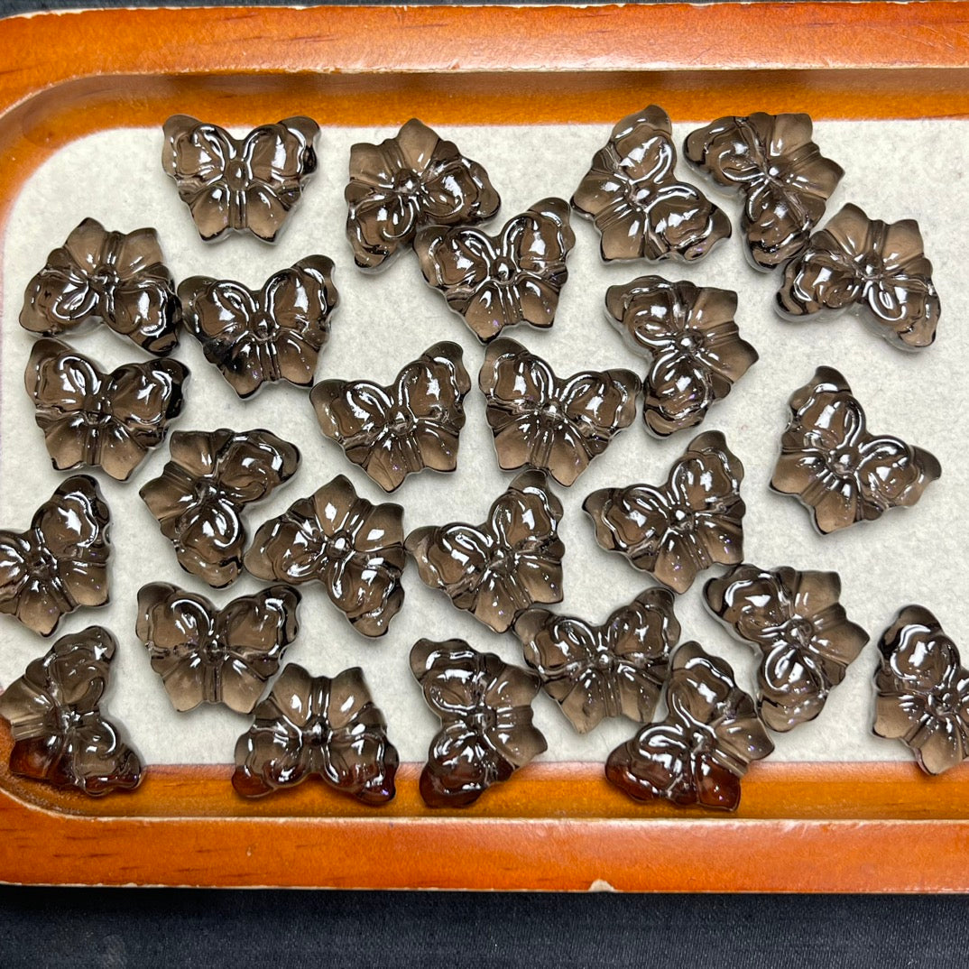 Natural Icy Obsidian Butterfly Jewelry Charms Beads Pendants