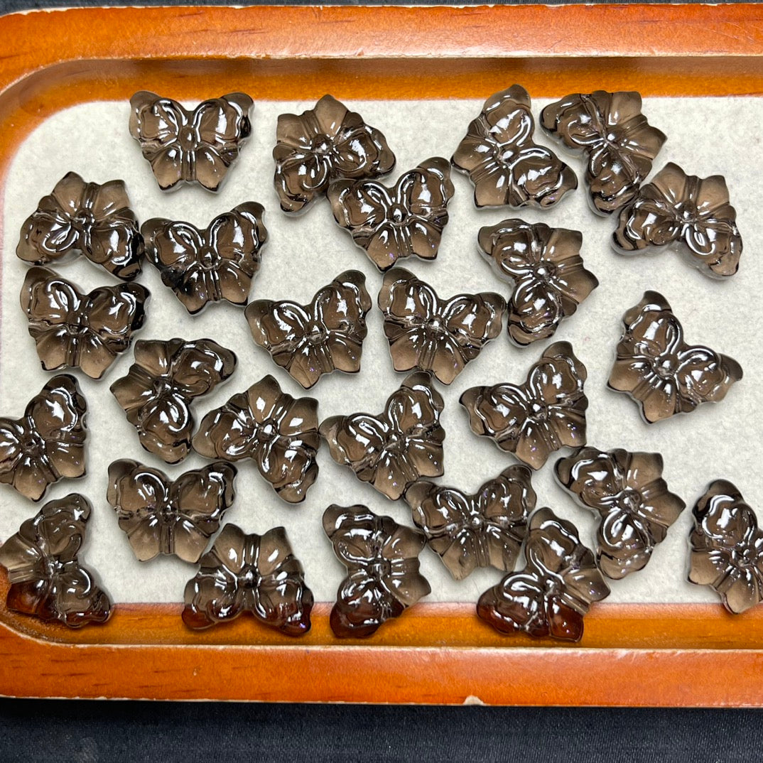 Natural Icy Obsidian Butterfly Jewelry Charms Beads Pendants