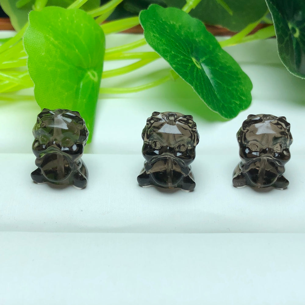 Natural Icy Obsidian Money Lion Jewelry Charms Beads Pendants