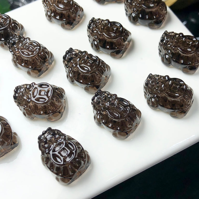 Natural Icy Obsidian Dragon Turtle Jewelry Charms Beads Pendants