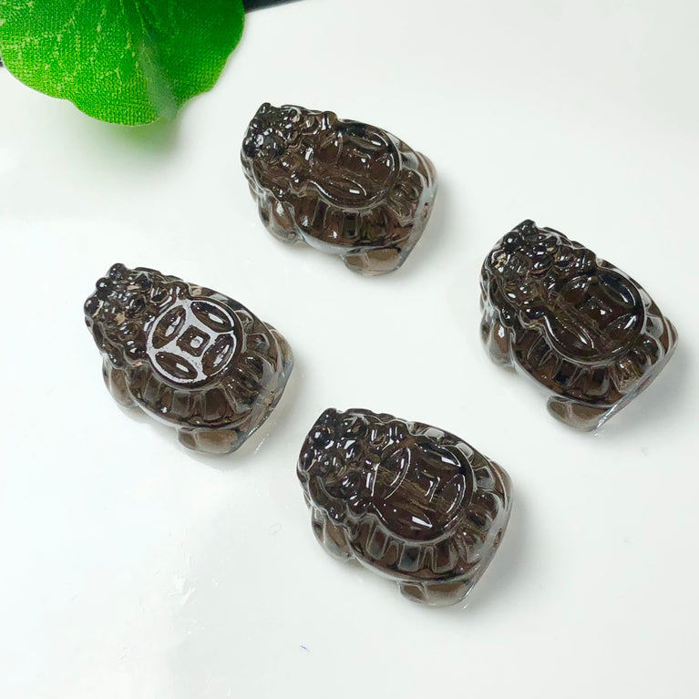 Natural Icy Obsidian Dragon Turtle Jewelry Charms Beads Pendants