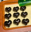 Natural Icy Obsidian Puffy Heart Jewelry Charms Beads Pendants