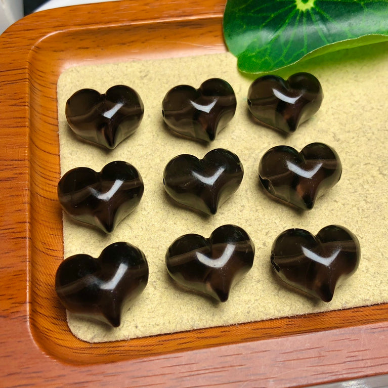 Natural Icy Obsidian Puffy Heart Jewelry Charms Beads Pendants