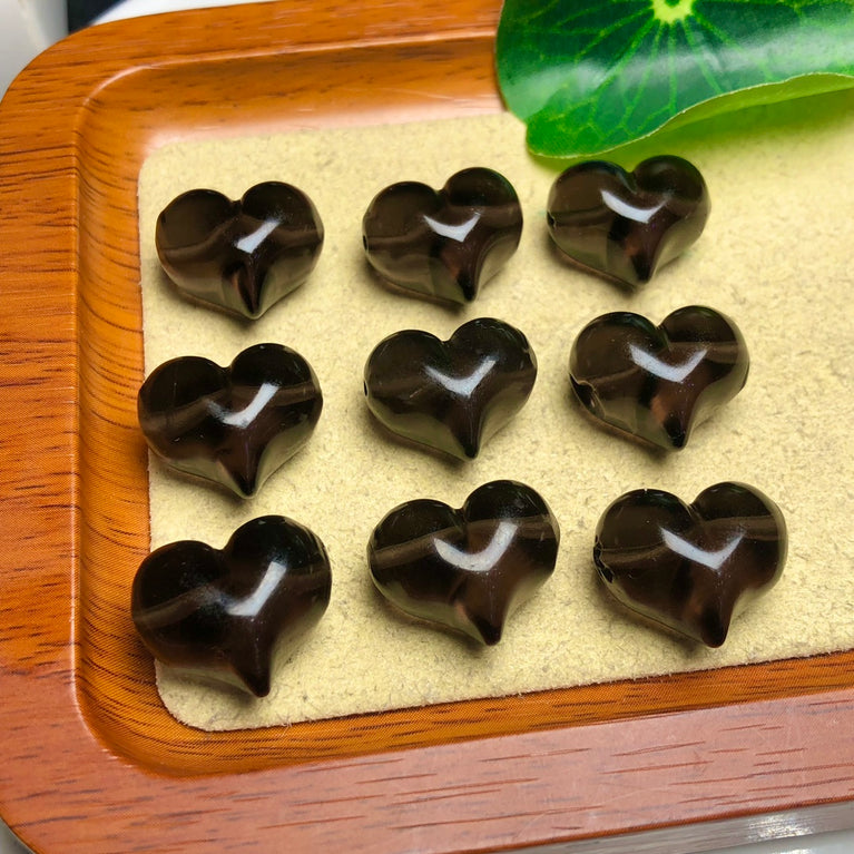 Natural Icy Obsidian Puffy Heart Jewelry Charms Beads Pendants