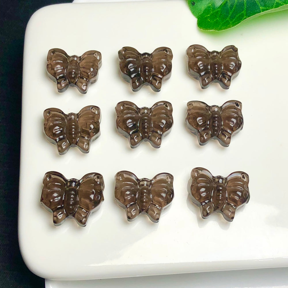 Natural Icy Obsidian Butterfly Jewelry Charms Beads Pendants