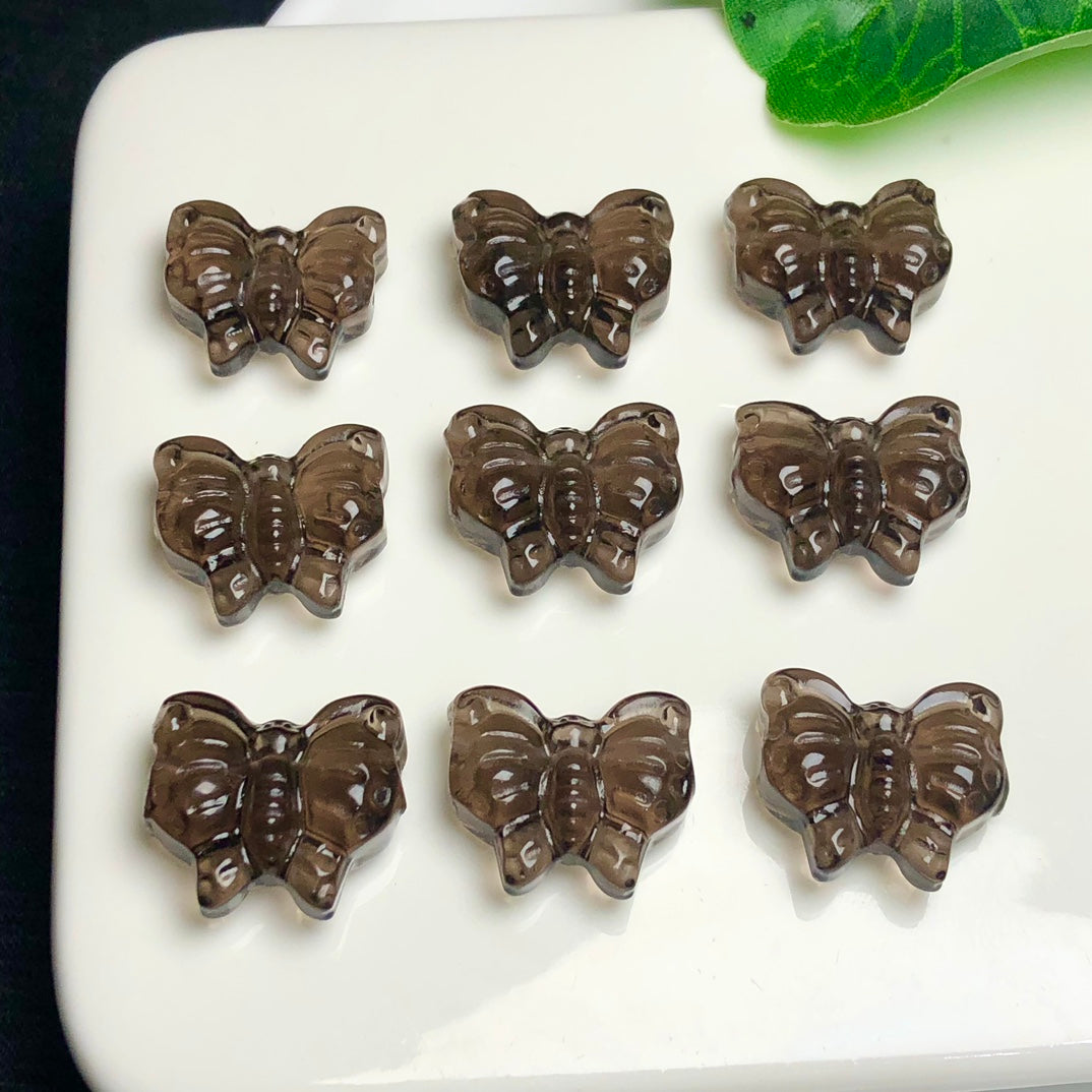Natural Icy Obsidian Butterfly Jewelry Charms Beads Pendants