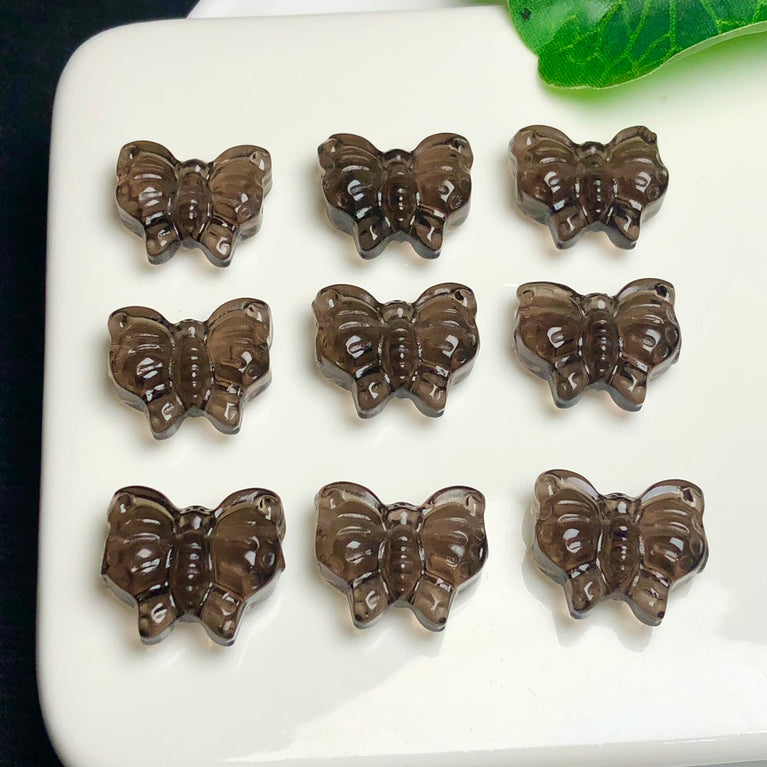 Natural Icy Obsidian Butterfly Jewelry Charms Beads Pendants